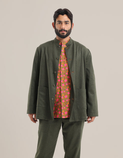 Button down wool blend jacket
